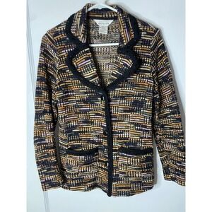 EXCLUSIVELY MISSOOK Women's Blazer Jacket Textured Knit colorful  Small S
